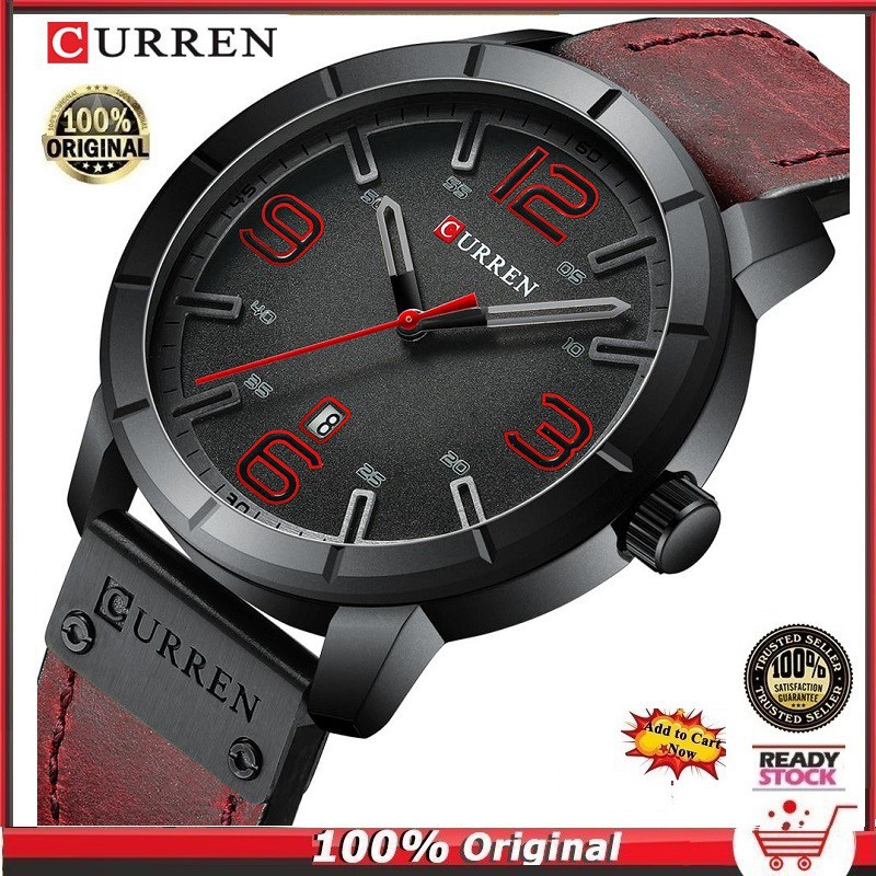 Jual CURREN Pria Menonton Kuarsa Jam Tangan Kulit Sport Hombres Jam Tangan Pria