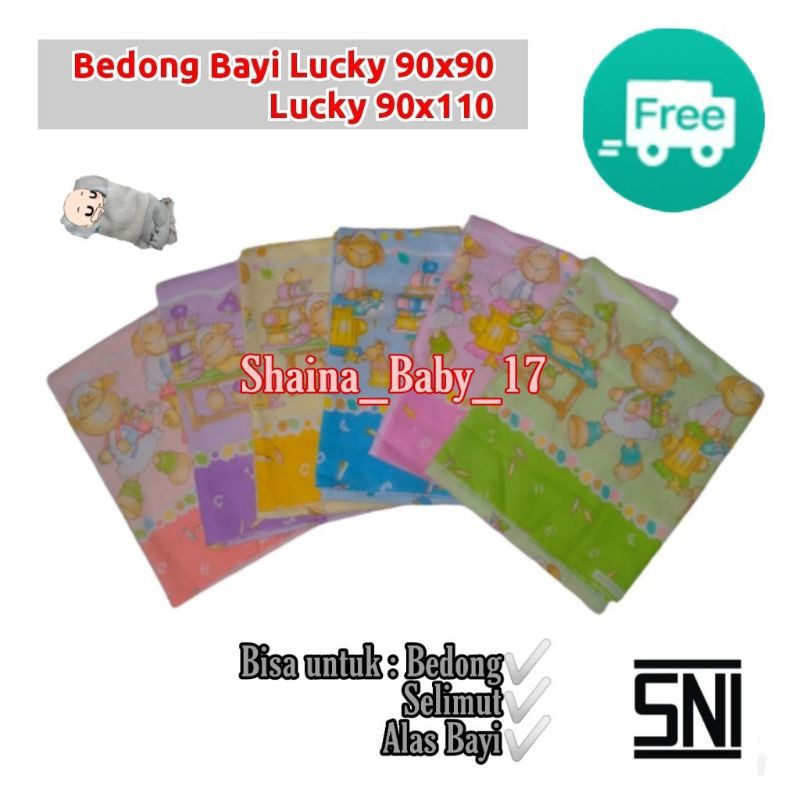 Bedong Lampin Bayi SNI Flannel Besar Halus Lembut  Warna Motif Lucky 3 Pcs