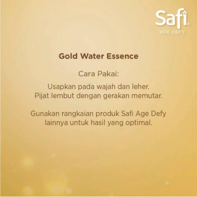 SAFI AGE DEFY GOLD WATER ESSENCE SAFI GOLD WATER SAFI 100ml &amp; 30ml