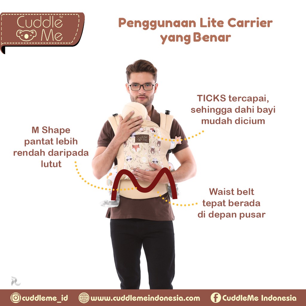 Cuddle Me Lite Carrier SSC 2in1 SOLID POLOS Gendongan Bayi Ransel Cuddleme LiteCarrier M-shape M Shape Ergonomis