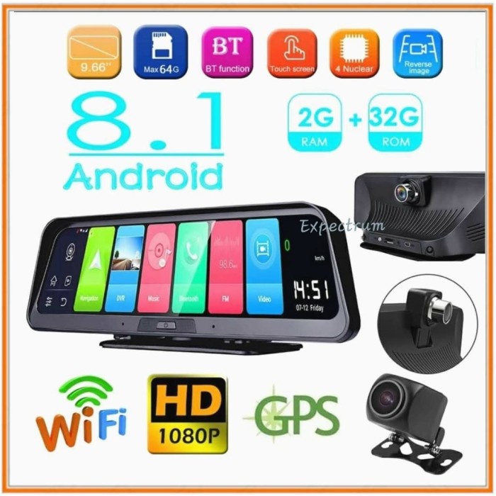 CAR DVR 4G WITH ADAS 2GB+32GB. WIFI GPS BT ANDROID SYSTEM 8.1, IPS 10"