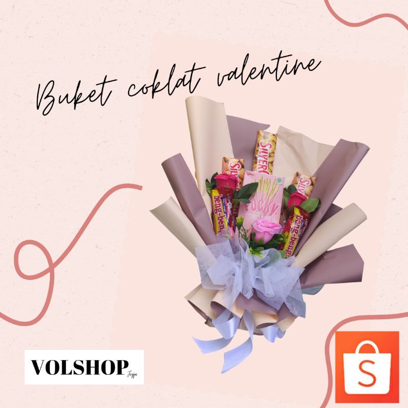 BUKET COKLAT SPESIAL KADO UNTUK PACAR ATAU PASANGAN BUKET MEWAH ISI 3 COKLAT SILVERQUEEN POCKY LOVE