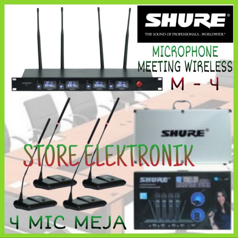 Microphone Meja Wireless Shure M4 Mic Conference Podium Koper 4 Mic Meja Wireless