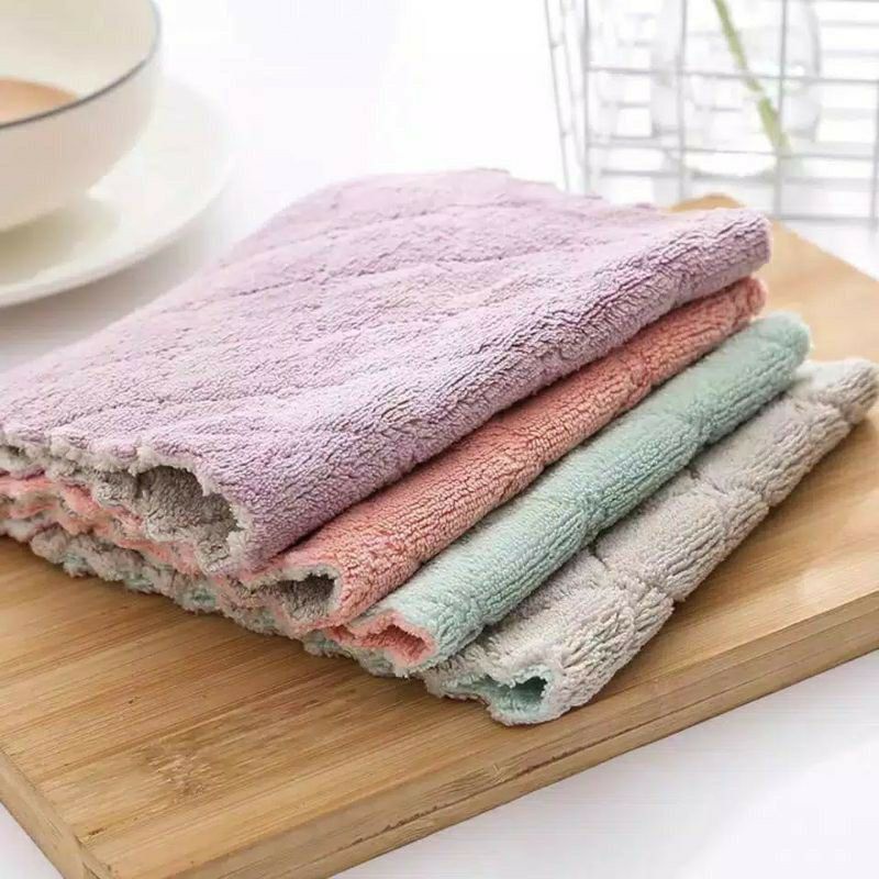 Kain Lap Cuci Piring Anti Minyak Serbaguna Bahan Microfiber Kain Lap Serap Air