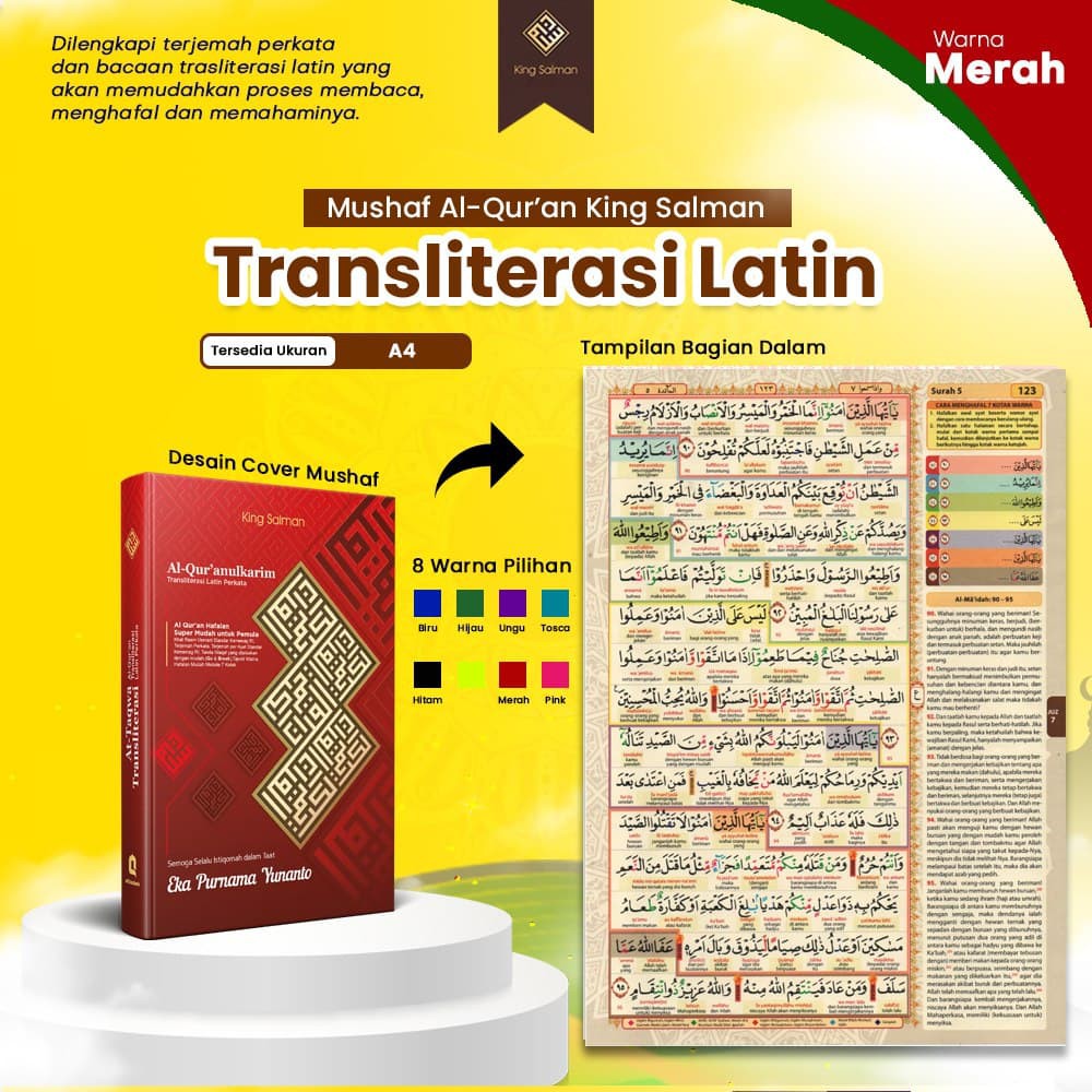 Al Quran Custom Mahar Pernikahan Tajwid Transliterasi Latin King Salman Warna Merah