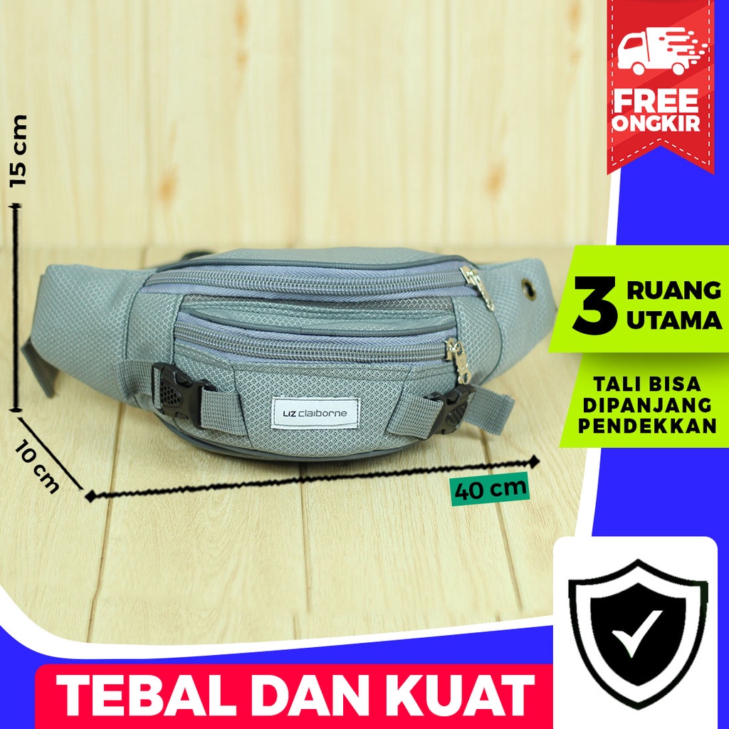 NEW ARRIVAL Tas Waistbag Pria Wanita Tas Selempang Slempang Sporty Abu Trendy Waist Bag Distro Keren