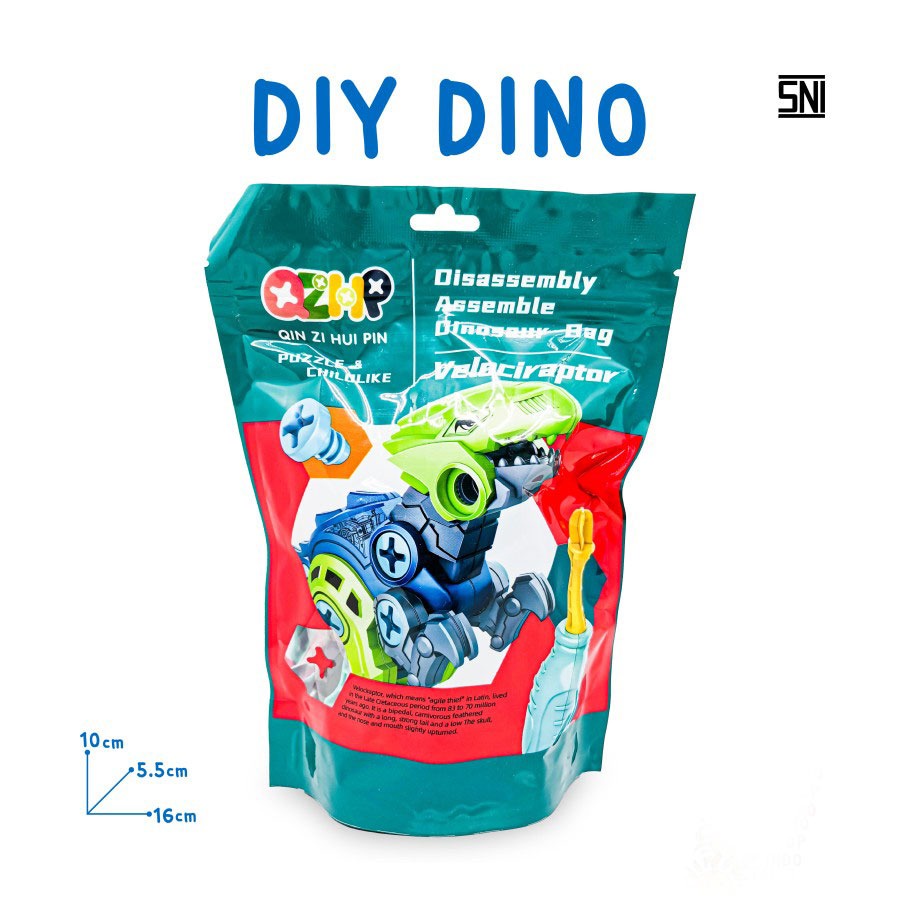 Mainan Anak DIY Dino Dinosaurus Rakit Edukasi Obeng Puzzle