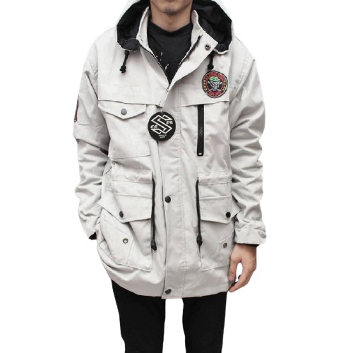 Jaket Parka Pria Steal Bahan Baby Canvas Grazzi Arrival Putih