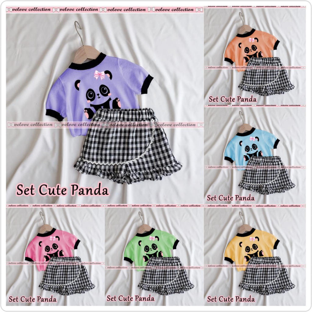 Set cute panda kid Setelan Queenie Baju Setelan Anak Cewek /Stelan ANAK perempuan/baju anak terbaru Stelan baju anak karakter