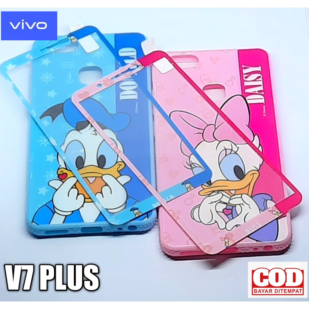 Casing Hp Vivo V7 Plus Softcase Oil Carachter + Tempered Glass