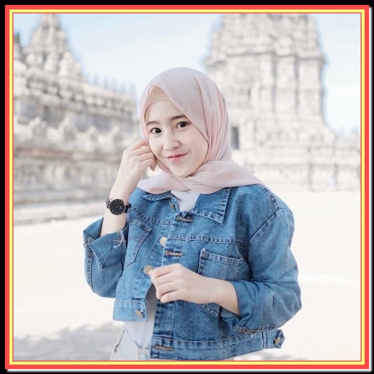 Amr Jeans - Jaket Jeans Rachel Vennya Oversize Crop Motif Bunga - ON308 Jaket Jeans Wanita Model C