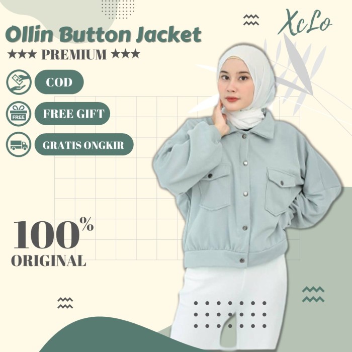 Jaket Wanita Jaket Wanita Korea Olin Button / Jaket Korea / Jeket Wanita Korea - Mint(B6V4) Jaket Wa