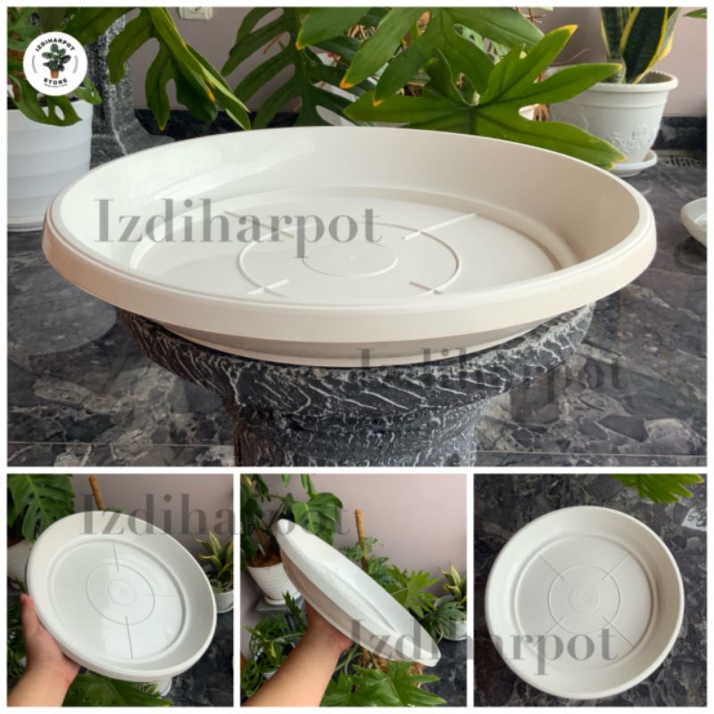 tatakan alas pot bunga 40 putih diameter 36cm untuk pot 40cm - PUTIH