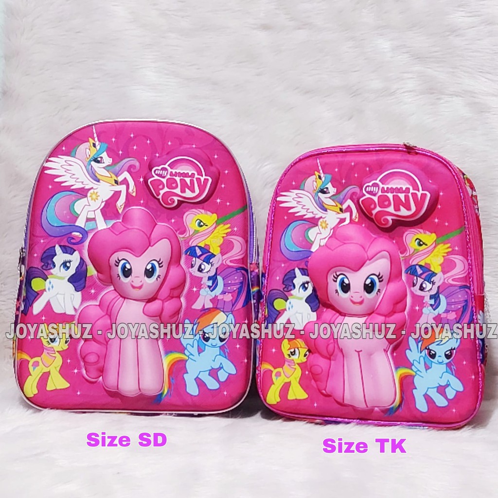 Tas Sekolah Anak Pony 3 Dimensi Gratis Set Alat Tulis / Tas Karakter Anak