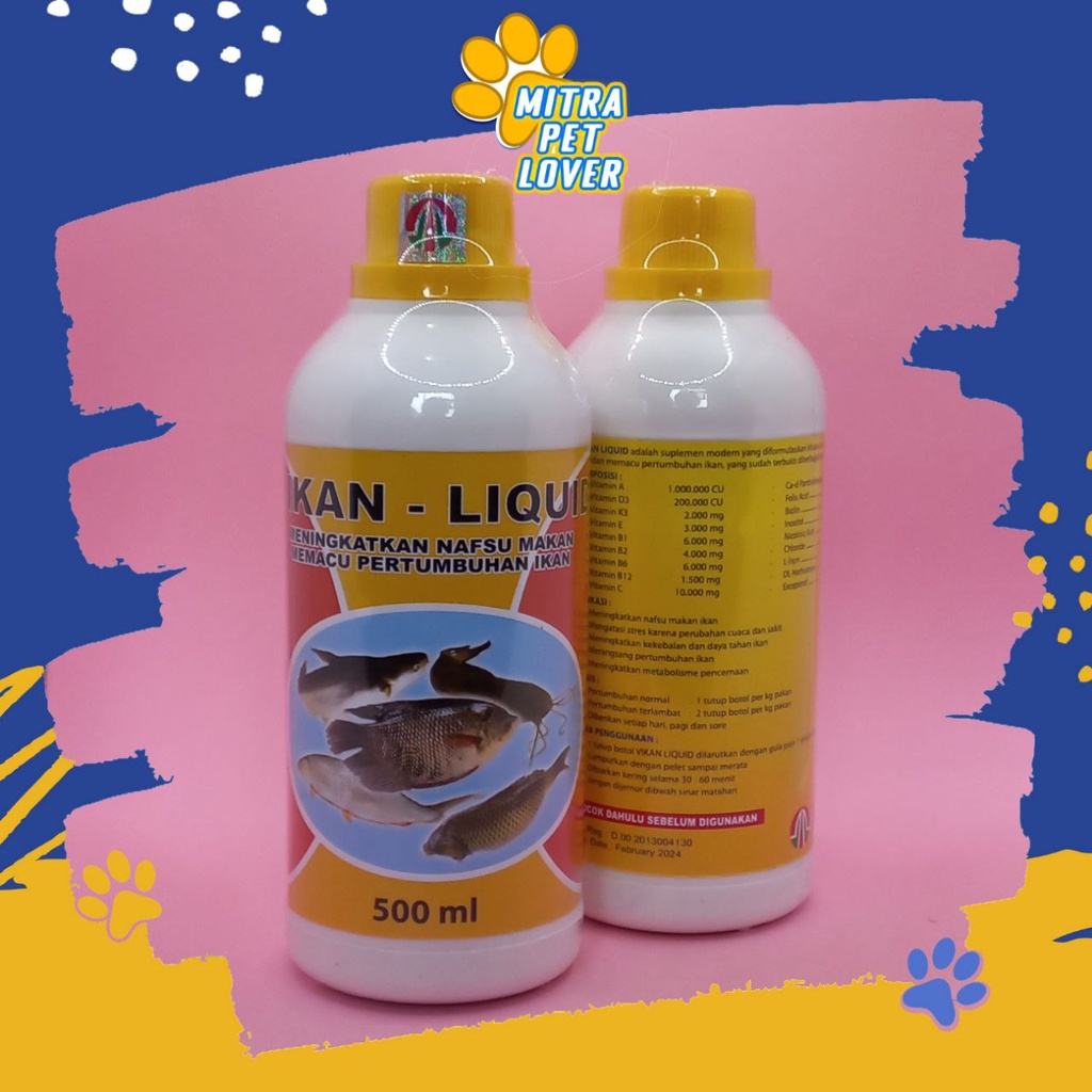 SUPLEMEN NAFSU MAKAN IKAN - VIKAN LIQUID 500 ML ORIGINAL - MENINGKATKAN NAPSU MAKAN &amp; KEKEBALAN TUBUH KOI LELE - CEGAH STRES - MURAH - PET ANIMAL HEALTHCARE AND VETERINARY TAMASINDO OBAT KESEHATAN DAN VITAMIN TERNAK HEWAN BINATANG PELIHARAAN MITRAPETLOVER