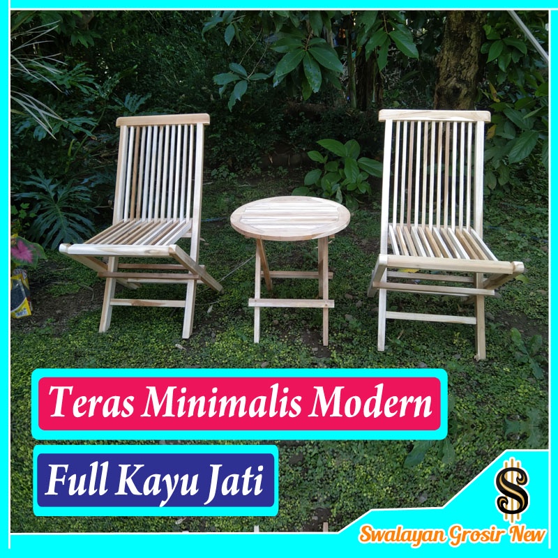 Meja Kursi Teras Minimalis Modern Kayu Jati