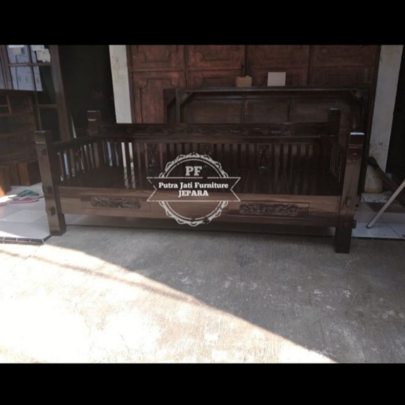 Daybed kursi bangku panjang kayu jati mebel Jepara
