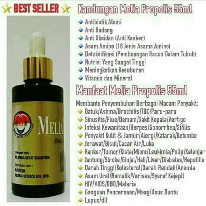 

Melia Propolis 30 ml [BARANG ORIGINAL DARI PT. MELIA SUKSES SEJAHTERA]