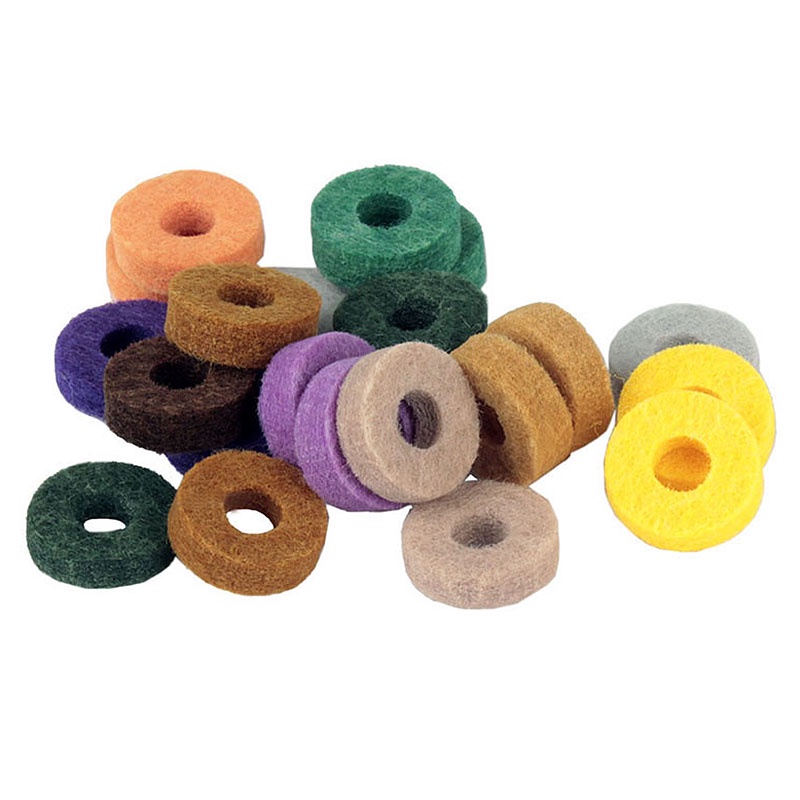 10pcs / Pak Pad Cymbal Pengganti Bentuk Bulat Bahan Felt Lembut Warna Acak Untuk Drum