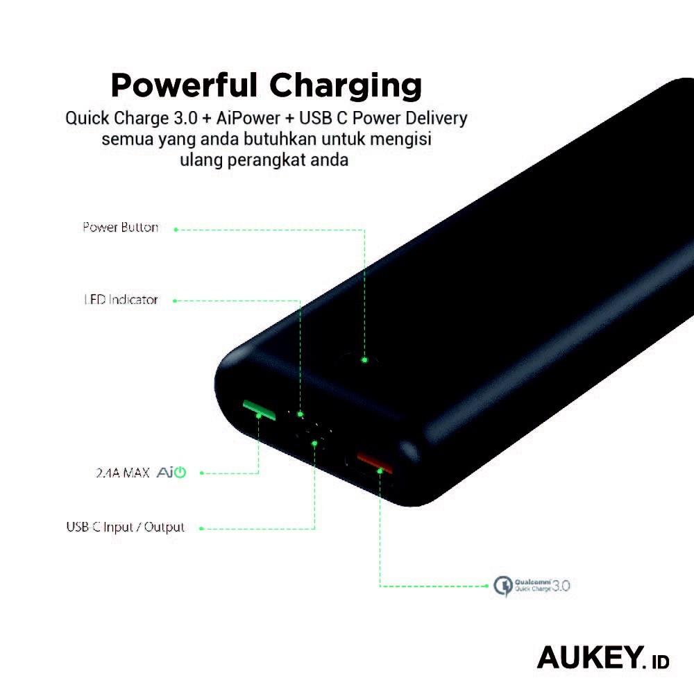 AUKEY PB-XD20 - 20100mAh 3-USB Output Powerbank USB-C PD and QC 3.0