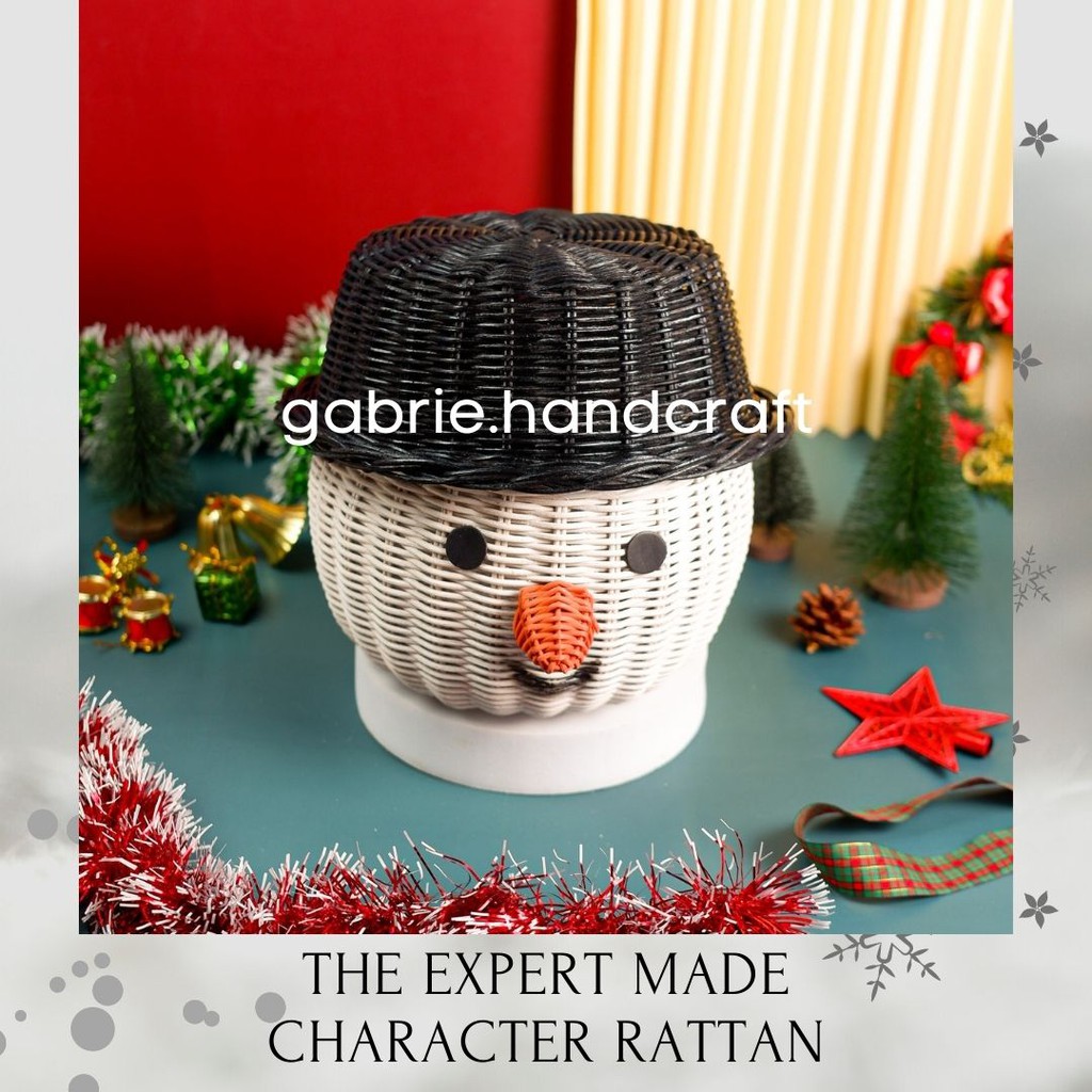 

ROTAN KEPALA SNOWMAN - TEMPAT HAMPERS NATAL / KADO NATAL / HADIAH NATAL / CHRISTMAS