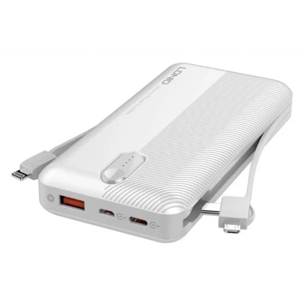 POWER BANK LDNIO ORIGINAL MODEL PL1013 10.000 mAH - BUILT IN TYPE-C/MiCRO/IPHONE CABLE