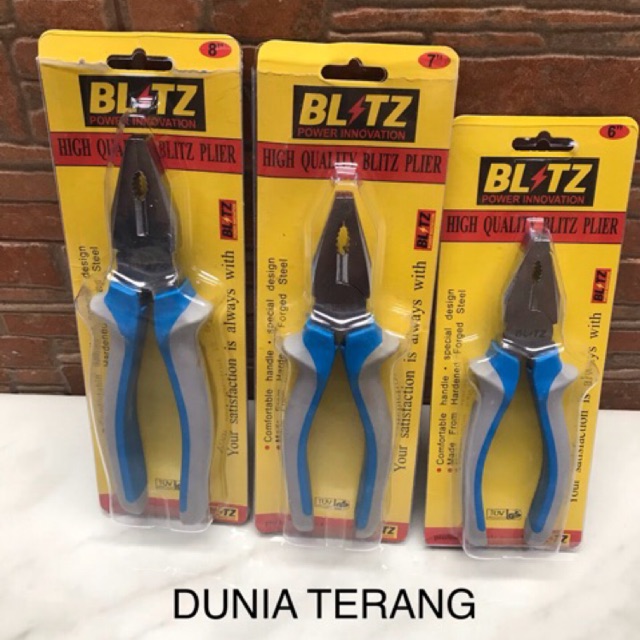 Tang Kombinasi BLITZ 7in Crom Abu Biru / Chrome Combination Plier 7 inchi / Tang Karet Serbaguna 7