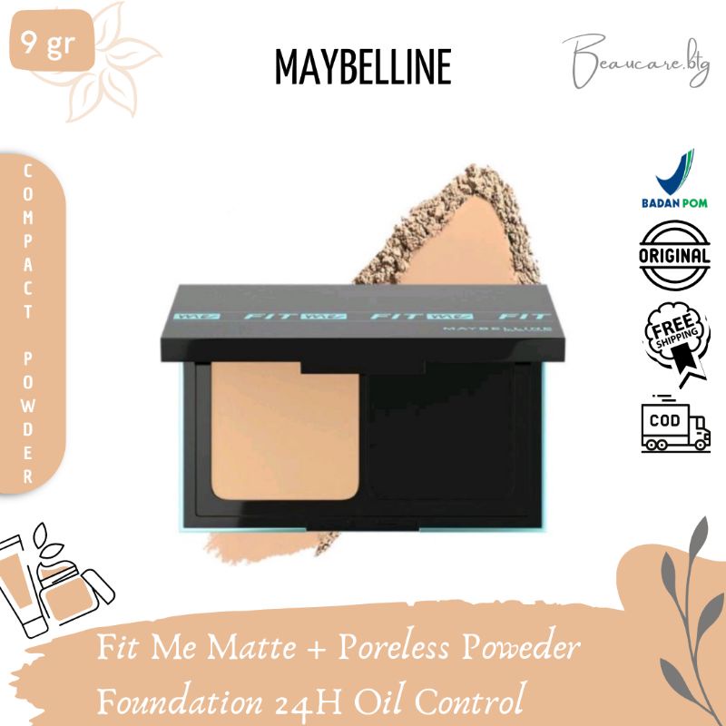 Maybelline Fit Me 24HR Oil Control Powder Foundation - Bedak Padat Shade 128 & 220