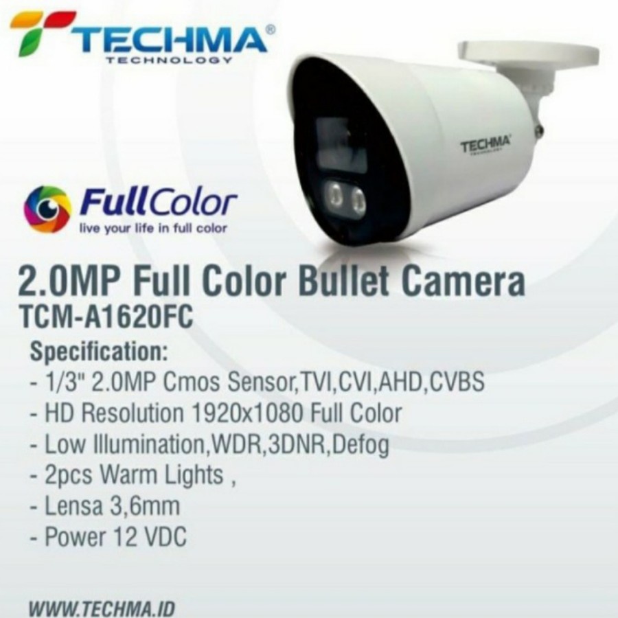 Techma Kamera CCTV Outdoor Full Color TCM A1620FC 2MP Colorvu Camera