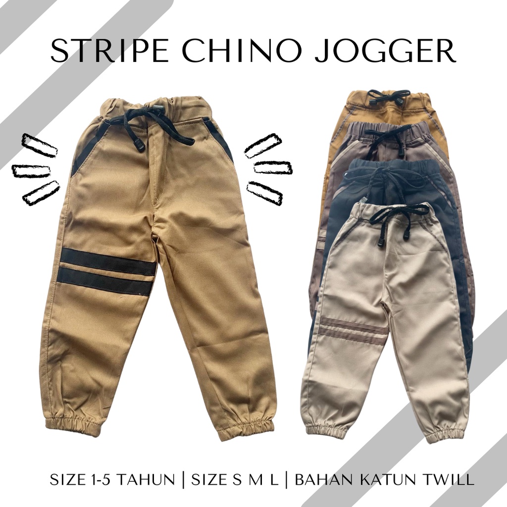 celana jogger chino stripe 1-5 tahun panjang anak laki laki balita