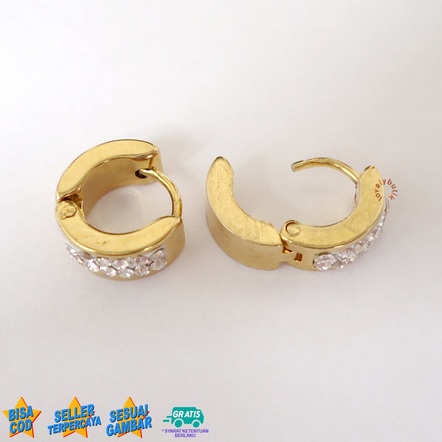 Lovelybutik Anting Titanium  Anak Perempuan Anting Jepit Titanium Wanita Tiny Clar4