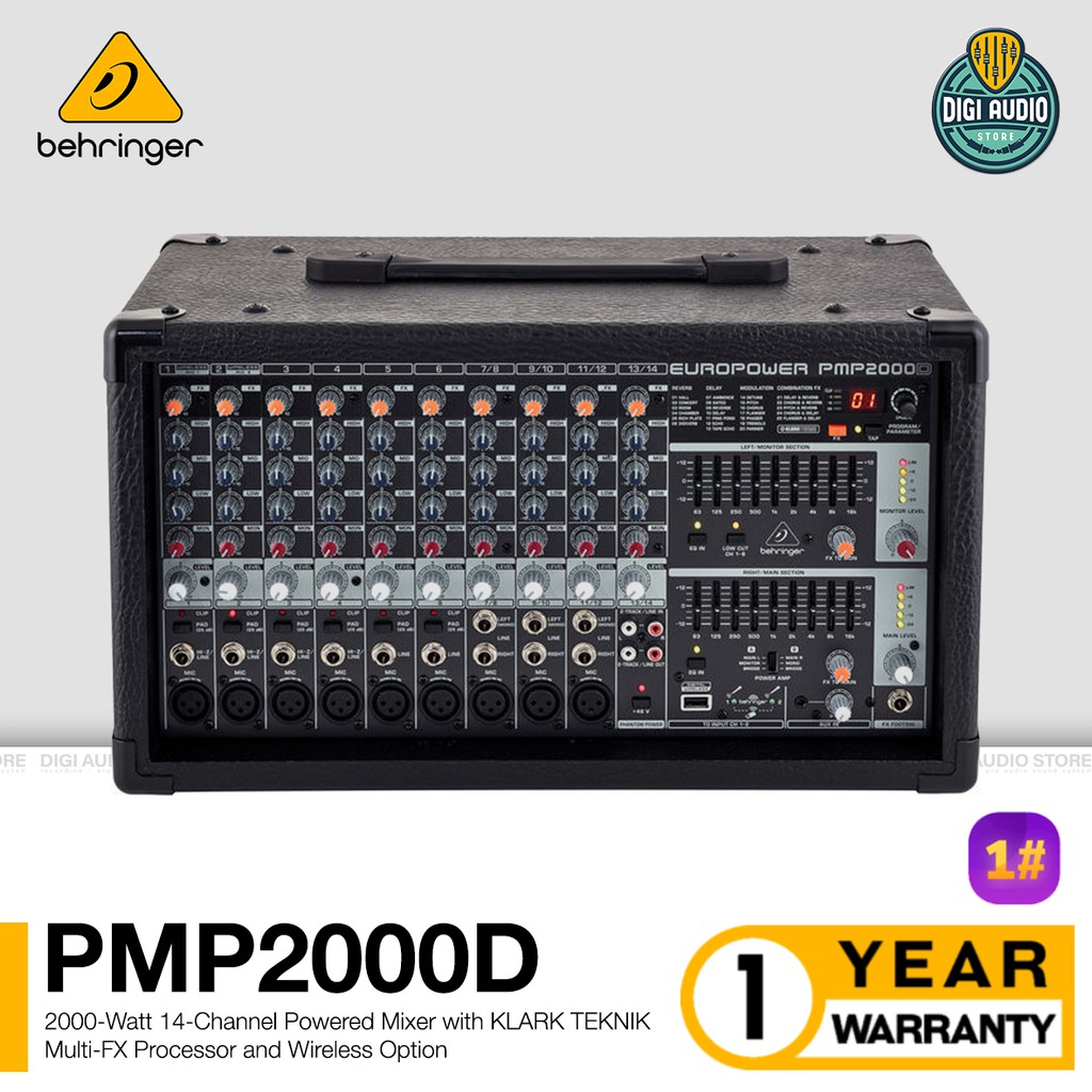 Power Mixer Amplifier Class D Behringer Europower PMP 2000 D - Pasif Speaker 2000 Watt 14 Channel