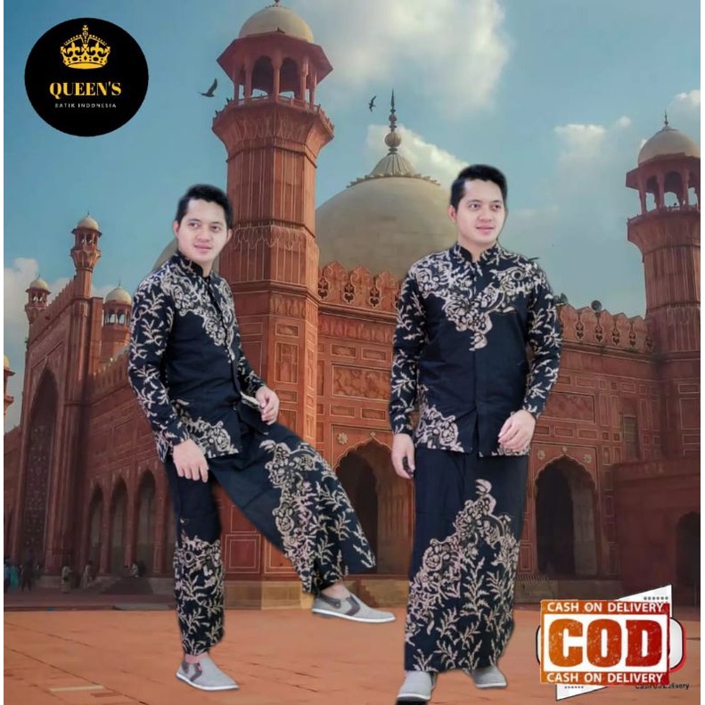 set celana sarung koko batik Set celana sarung koko batik solo Set celana koko batik lengan panjang