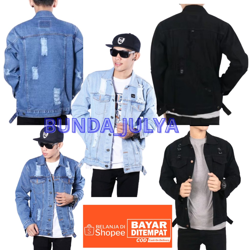 jaket jeans pria sobek sobek - jaket motor pria - jaket jeans sobek pria - Jaket jeans terbaru