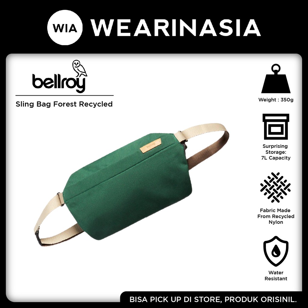 Tas Pria Wanita Bellroy Sling Bag Forest Recycled Original