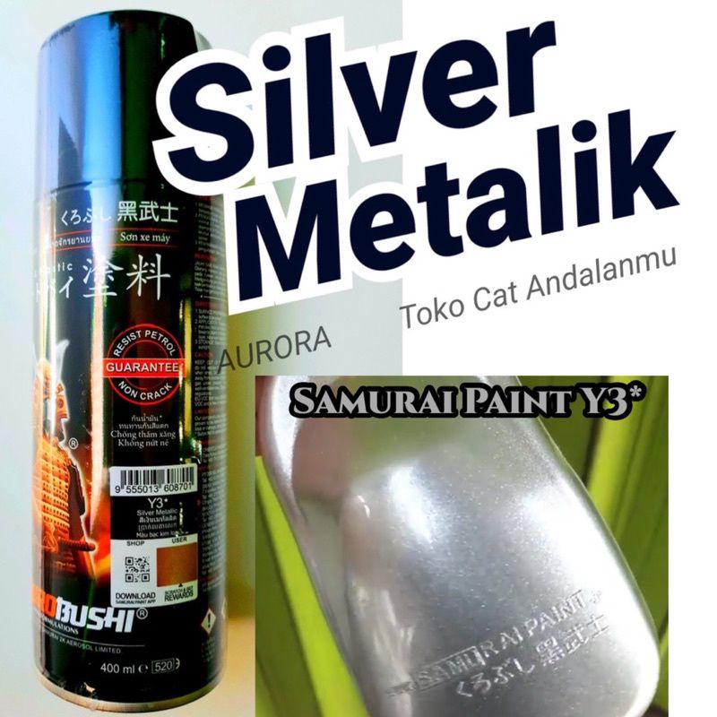 Pilok Pylox Cat Semprot Samurai Silver Metallic Y3 * 400ml Silver Metalik Silver Metalic Paint