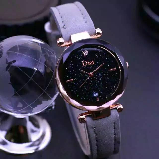 Jam tangan DIOR TALI KULIT & tanggal aktif, free box dan batrai cadangan