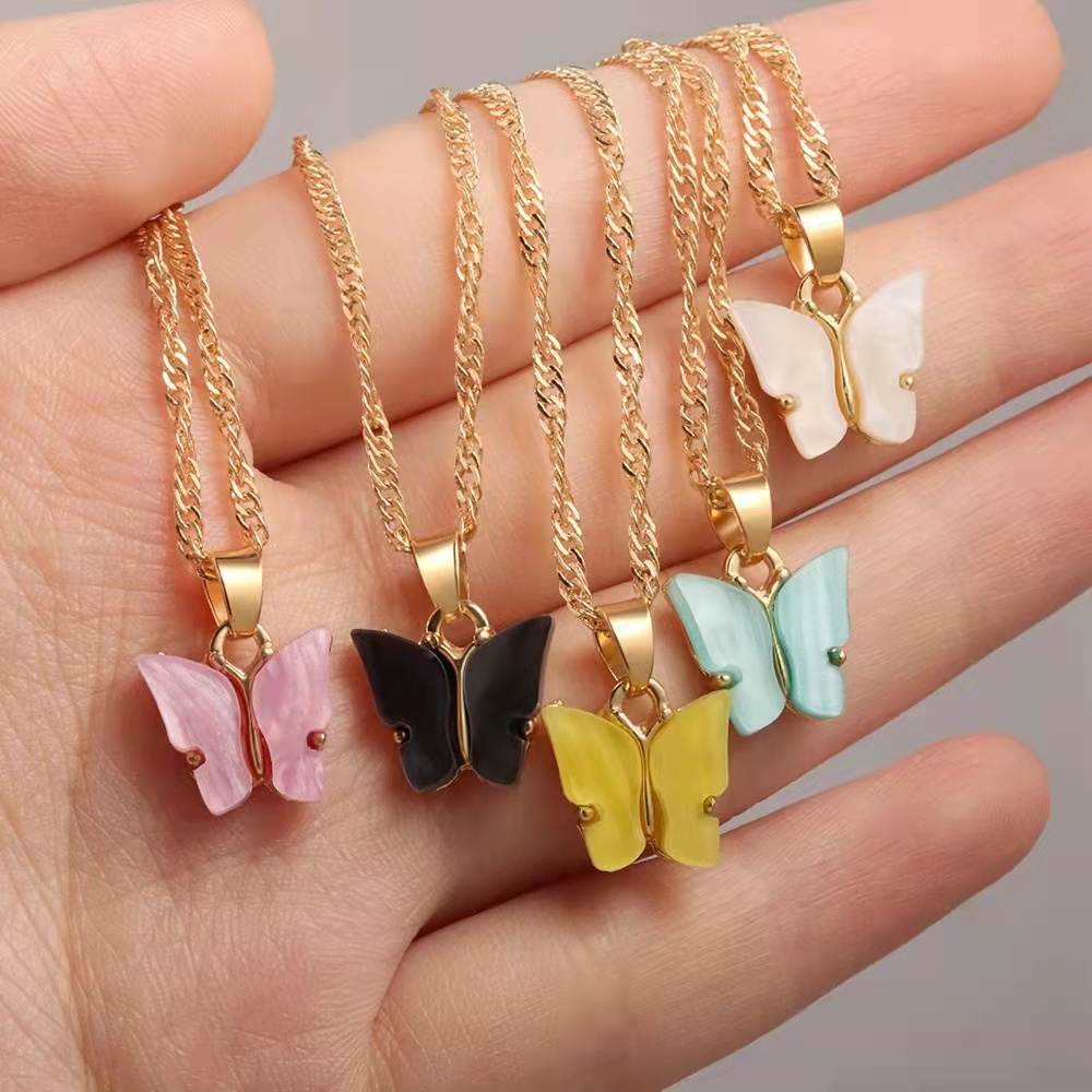 ✨ ✅COD Kalung Korea Titanium Premium Akrilik Kupu-kupu Rantai Klavikula Wanita Fashion Jewelry L103