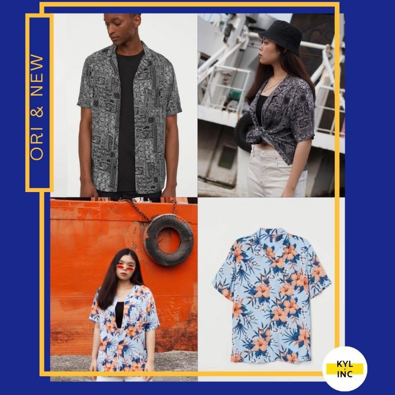 [COD] KEMEJA PANTAI HNM HM FLORAL PATTERN SHIRT