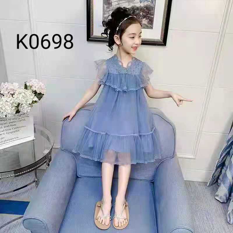 GAUN / DRESS TILE ANAK 6 - 10 TAHUN IMPORT PREMIUM / GAUN TUTU BIRU