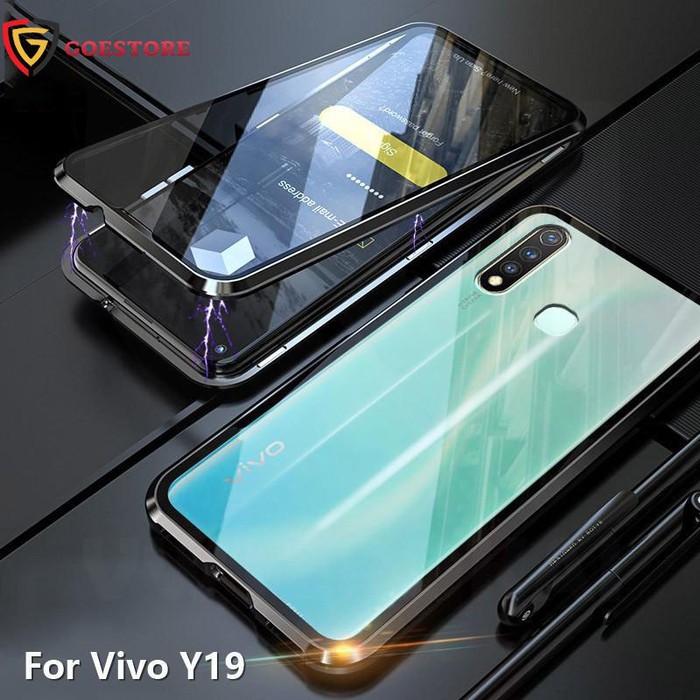 Vivo Y19 VivoY19 Double Side Glass Magnetic Case Metal Casing Cover Depan Belakang