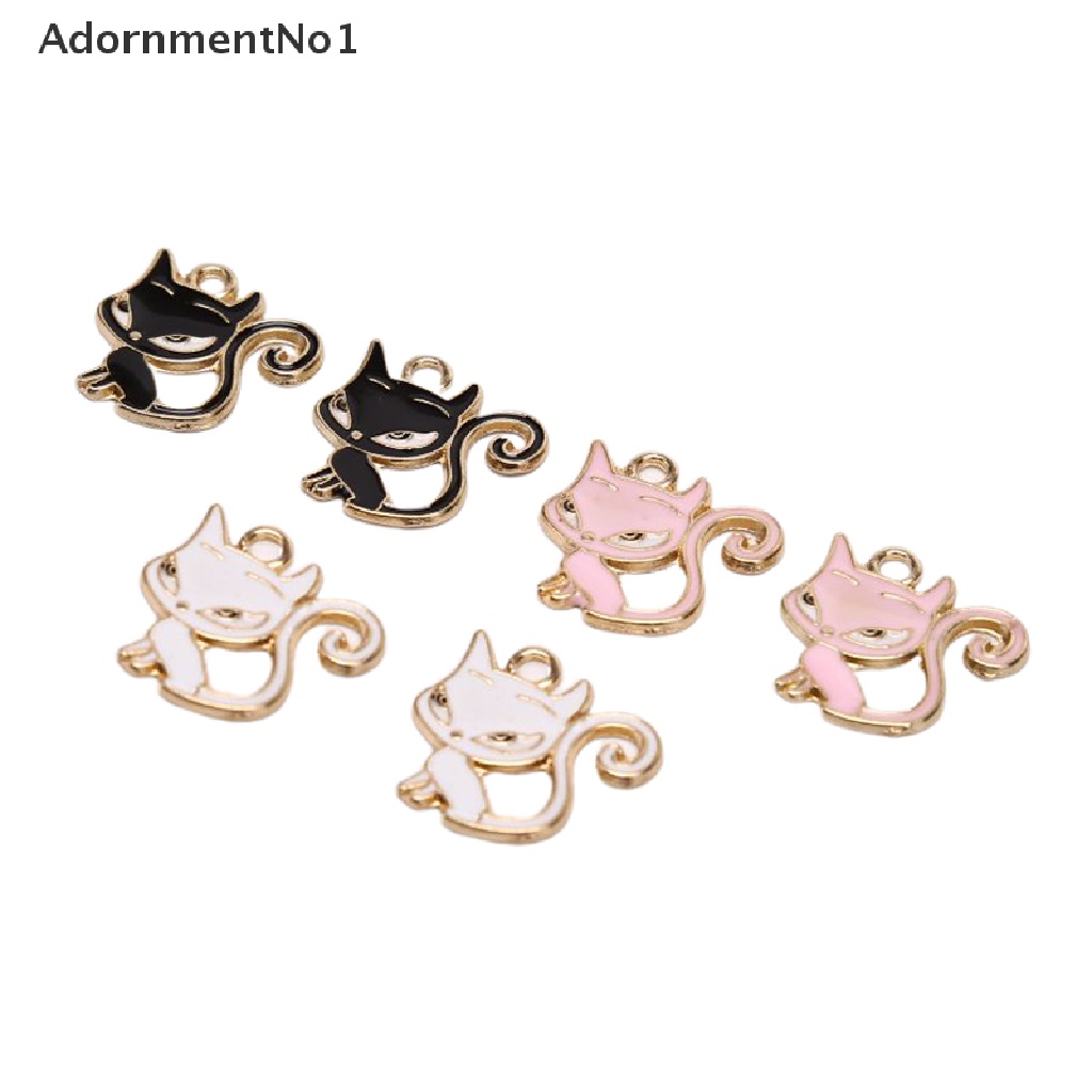 (AdornmentNo1) 10pcs / Set Liontin Bentuk Kucing Bahan Alloy Untuk Kerajinan Tangan DIY