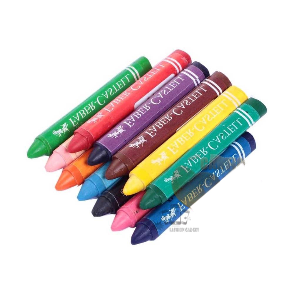 Krayon Wax Faber Castell 12 Warna &amp;  24 Warna / Crayon Cerah / Ergonomis Tidak Beracun / Perlengkapan Sekolah Menggambar / Crayon FaberCastell / Alat Mewarnai