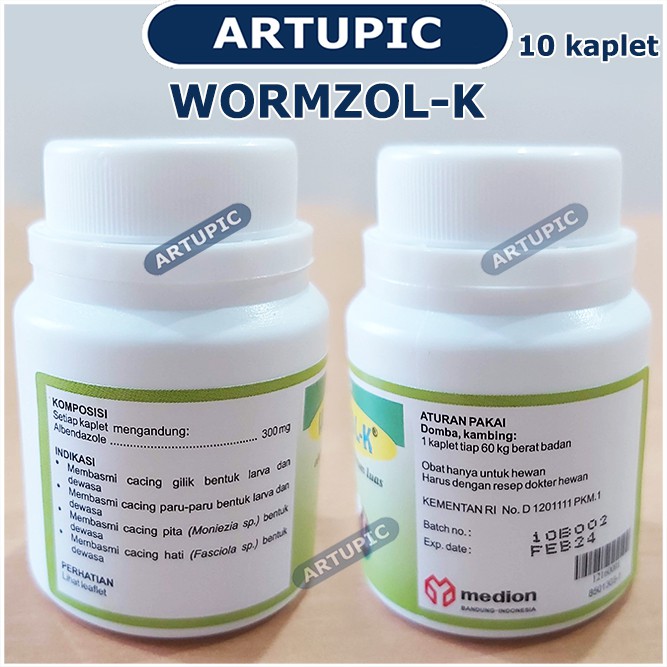 Wormzol Kaplet isi 10 kaplet Obat cacing hewan Wormzol-K Medion Kambing Albendazole Domba Babi