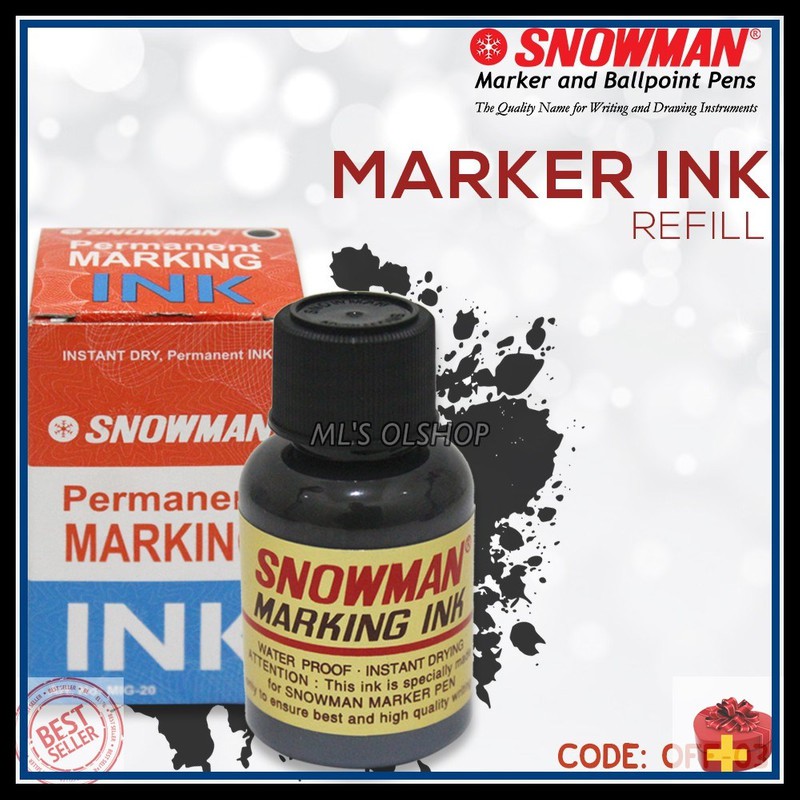 

ISI TINTA SPIDOL PERMANENT REFILL MARKING INK SNOWMAN HITAM YST221