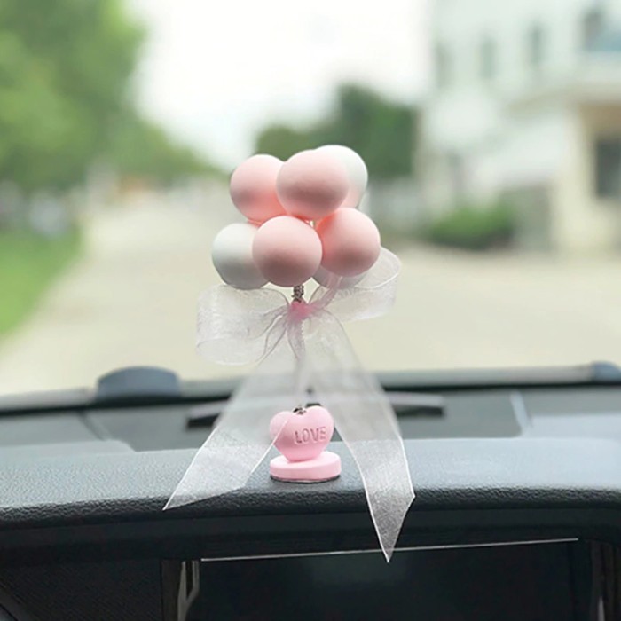 Pajangan Dashboard Motif Pita Love Balon | Hiasan Dekorasi Mobil Car Balloon