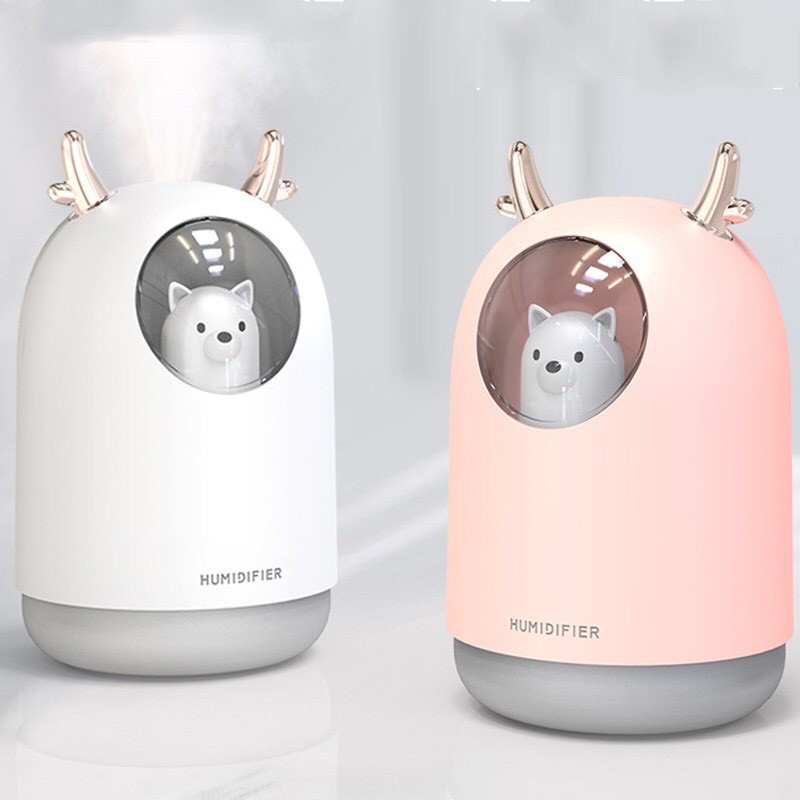 (COD Makassar) Pet Humidifier Air Diffuser Ultrasonic Mist Maker with 7 Colors LED Lamp Beer 300ml Difuser like young living