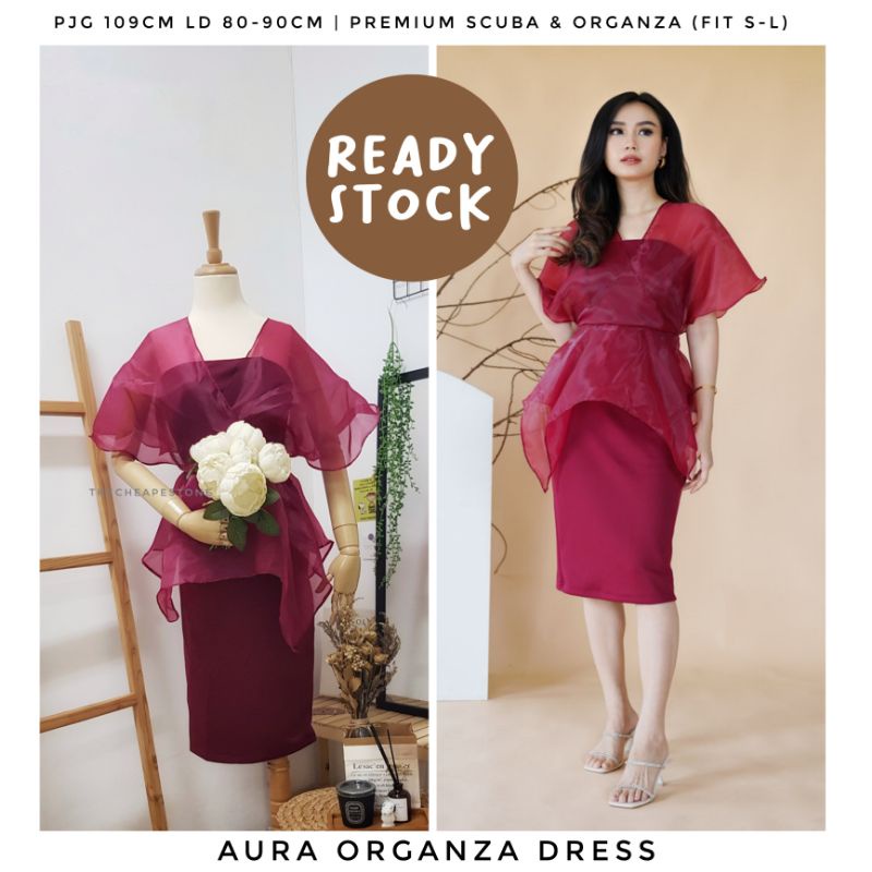 AURA ORGANZA DRESS PESTA /MIDI DRESS ORGANZA TOP