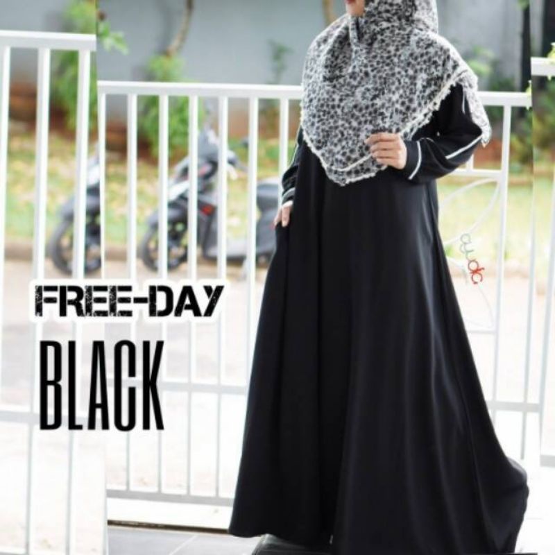 Gamis Busui FREEDAY Baju Muslim Hijab Hitam Hijau Ungu Rok Panjang Longdress Gaun SALE