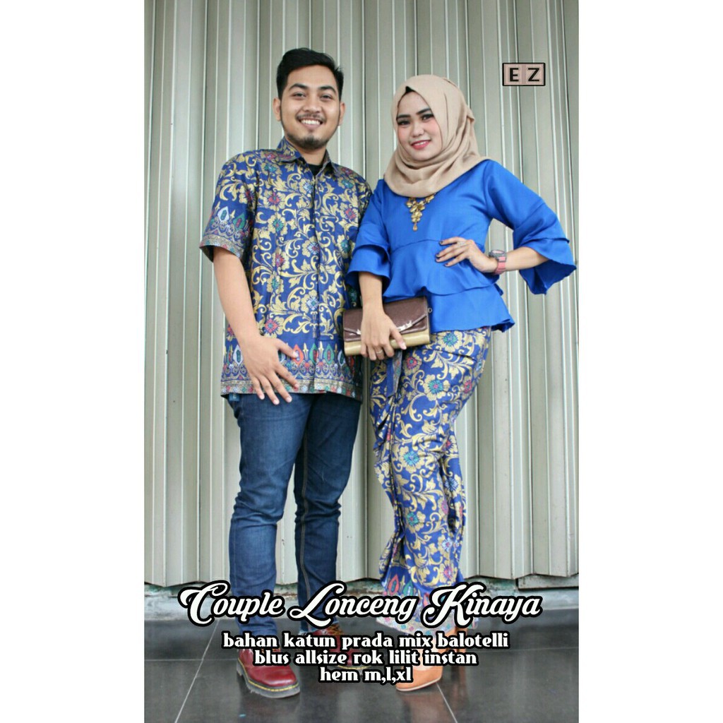 Sarimbit Batik Anggun Couple lonceng Kirana - Warna Merah, Tosca, Hitam, Biru, Kuning - M L XL